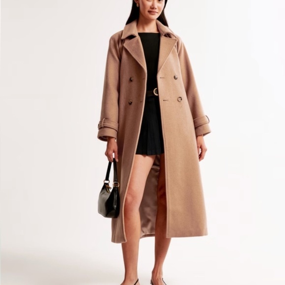 Abercrombie Wool-Blend Trench Coat in Brown - Picture 1 of 11